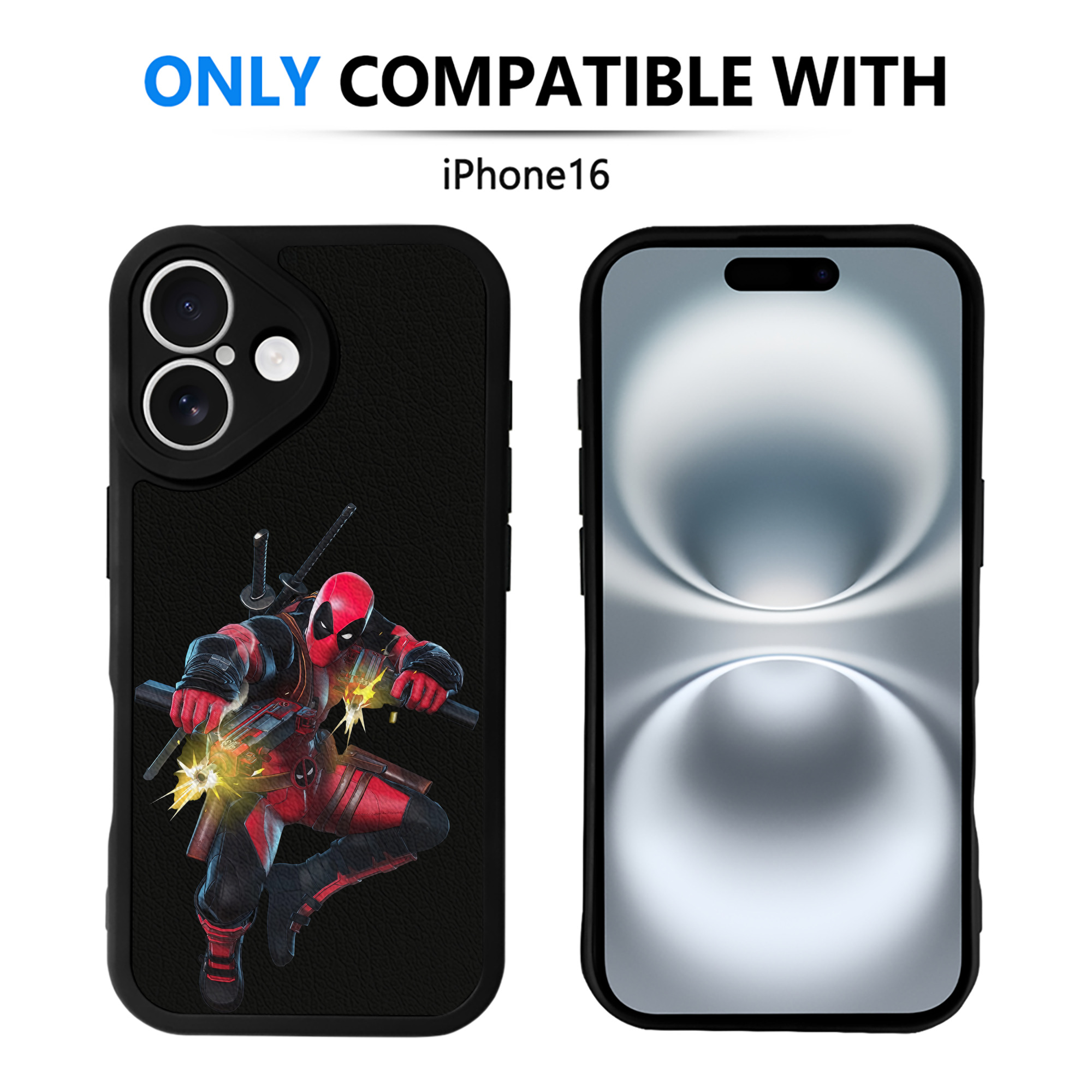 （画像用） Deadpool デッドプール 【iPhone 16シリーズ対応】シリコンスマホケース（レザー調） 材質：シリコン